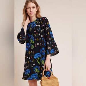 Anthropologie Maeve Lucinda Silk Tunic Dress Floral Size: M